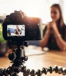 girl being videoed for a webcast