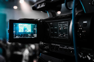 closeup of video equipment recording