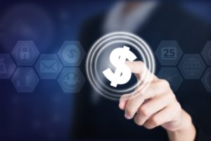 modern financial techy money button