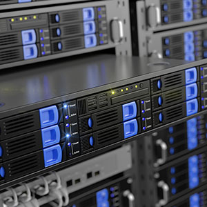 close up of a server rack
