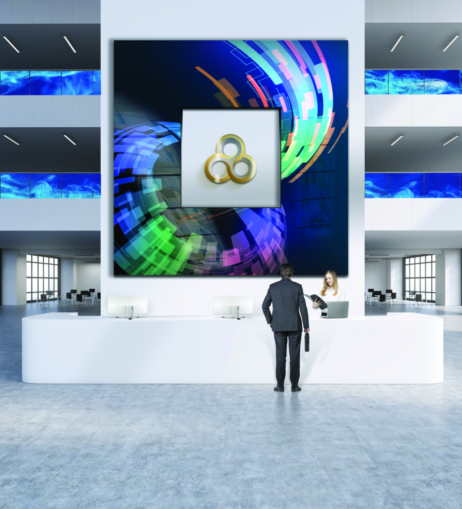 Lifestyle_Corporate_55EF5C_Corporate_Lobby corporate lobby with digital signage display