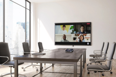 video conference in a conference room