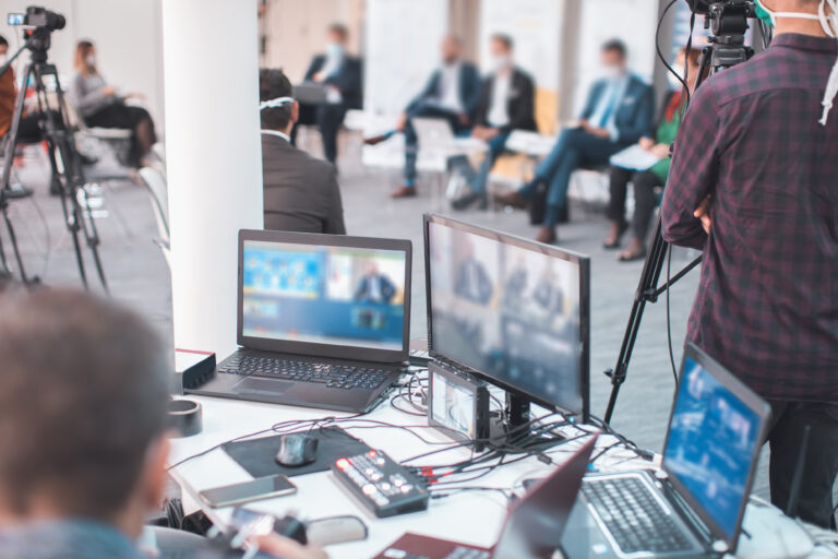 webcasting an event - business tv set