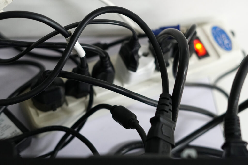 surge protector with plugs and cables