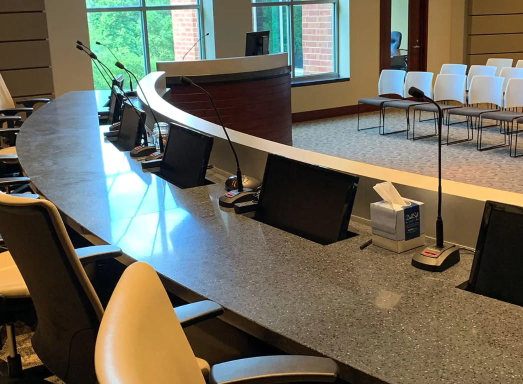 av table with mics